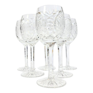 Vintage Floral Cut Crystal Goblets- Set of Six