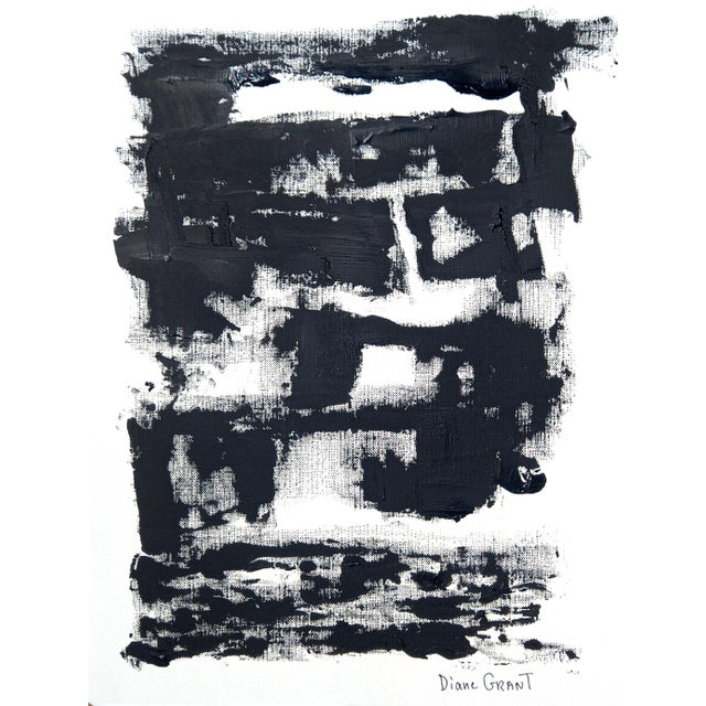 Abstract Black and White Minimalist Abstraction 'Fields' Series #5 Joan Mitchell Inspired One-Of-A-Kind High-End Framed Original by Diane Grant For Sale - Image 3 of 6
