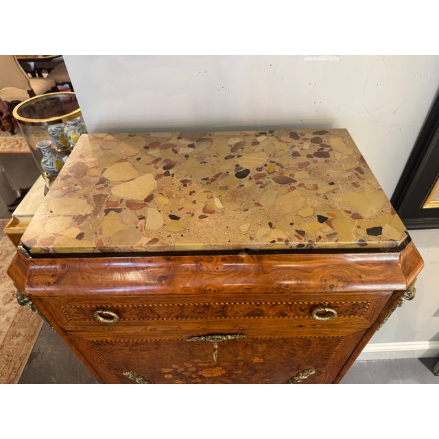 French Early 20th Century Antique French Louis XVI Style Marquetry Secretary Desk For Sale - Image 3 of 7