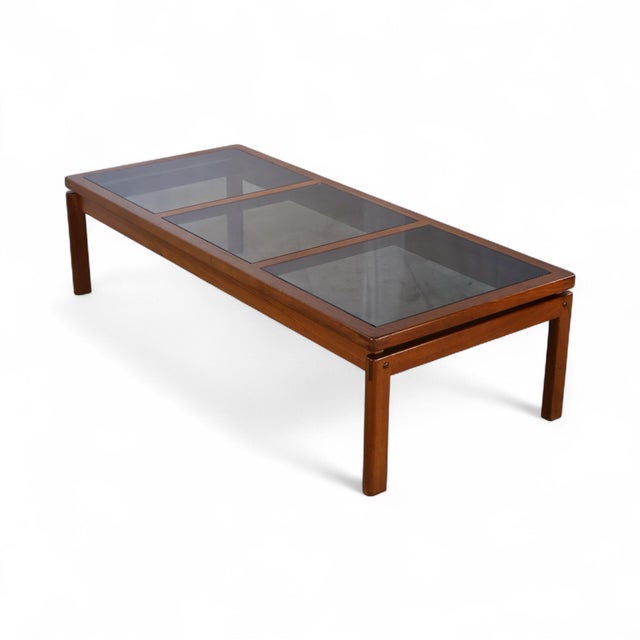 Mid-Century Modern 1960s Attributed to Kristiansen Thomassen Vintage Danish Mid Century Modern Teak and Smoke Glass Coffee Table For Sale - Image 3 of 5