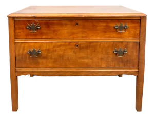 George III Style Cherry Low Low Chest of Drawers Commode