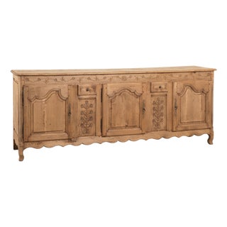 19th Century French Bleached Oak Long Sideboard Buffet For Sale