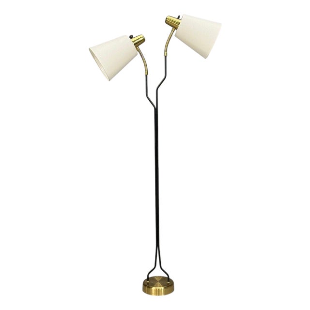 1950s Eskilstuna Elektrofabrik, Floor Lamp, Laqcuered Metal, Brass For Sale