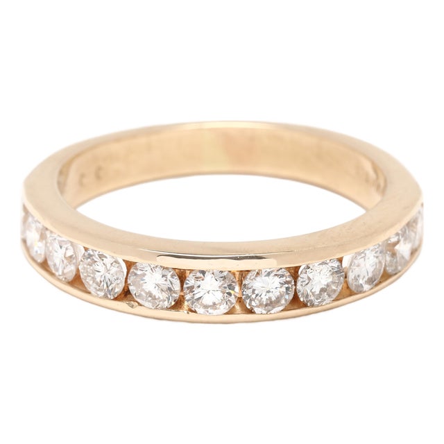 1ctw Diamond Channel Set Band, 14k Yellow Gold, Ring Size 7 For Sale