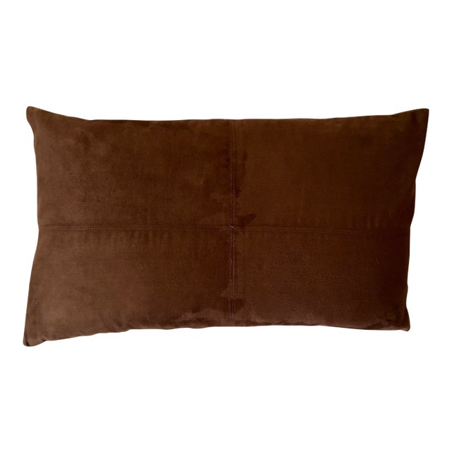 Brown Faux Suede Accent Pillow For Sale