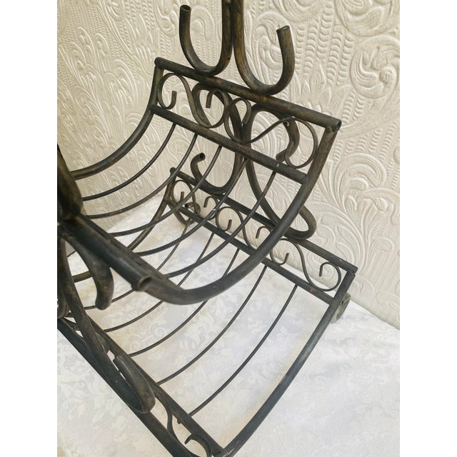 1960s 1960s Vintage Mid Century Black Iron Magazine Rack For Sale - Image 5 of 8