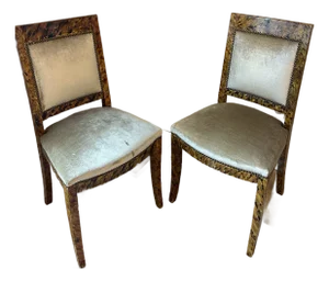Vintage Pair of Faux Painted Tortoise Side Chairs