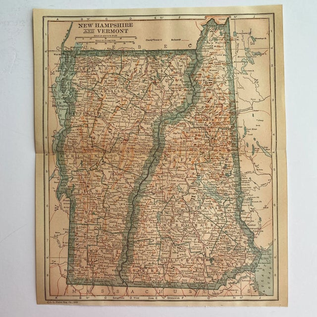 1920s Vermont & New Hampshire State Map For Sale - Image 4 of 4