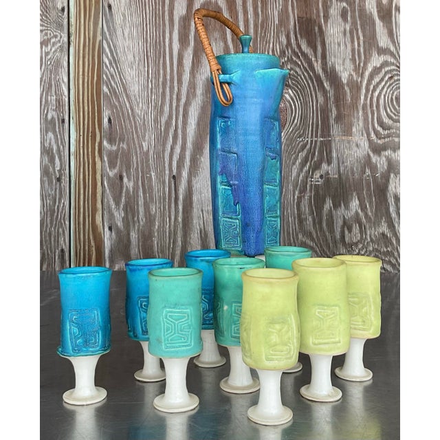 Vintage Mid-Century Modern Studio Pottery Pitcher Set- 11 Pieces For Sale In West Palm - Image 6 of 11