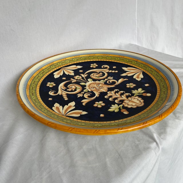 Large Hand Painted Round Ceramic Wall Plate. Created in Italy.