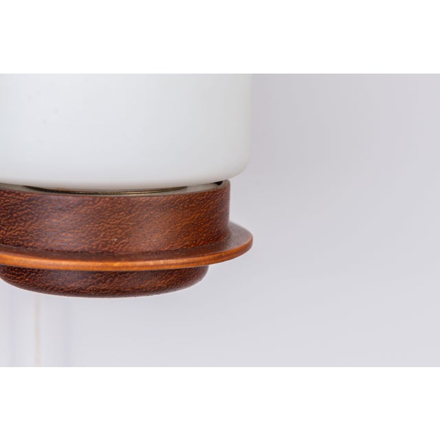 Cilindrical Opal Glass and Bent Wood Wall Lamp, 1960s For Sale - Image 10 of 12