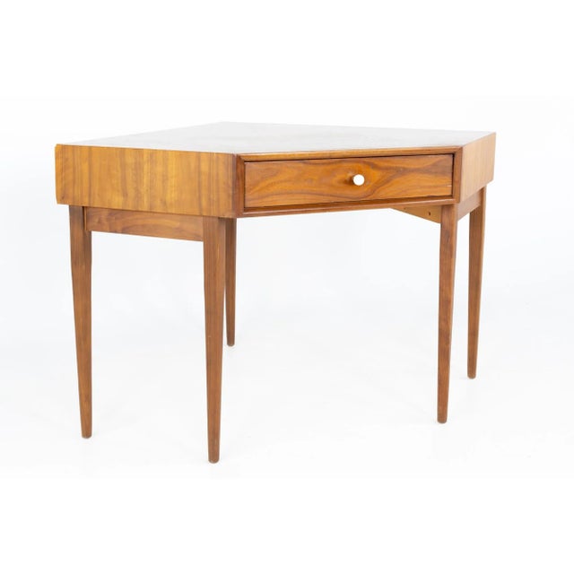 Kipp Stewart for Drexel Declaration Mid Century Walnut Corner Desk For Sale - Image 10 of 10