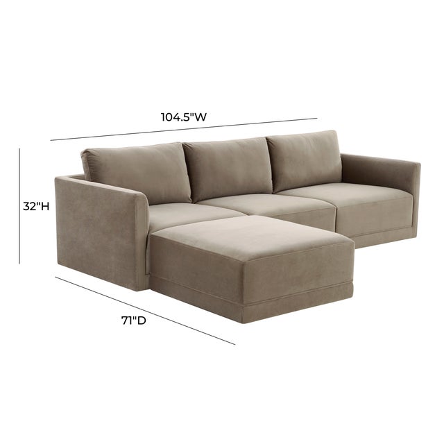 Willow Taupe Modular 4-Piece Performance Velvet Sectional For Sale In Los Angeles - Image 6 of 6