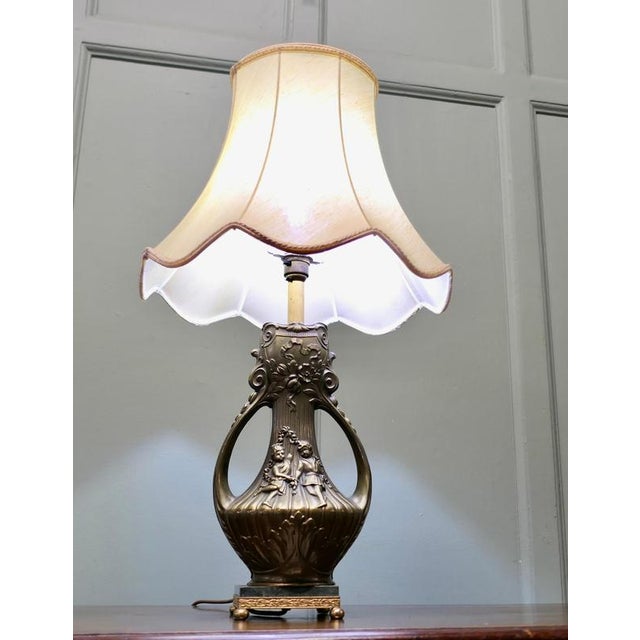 Large Brass Table Lamp, 1930 For Sale - Image 3 of 7