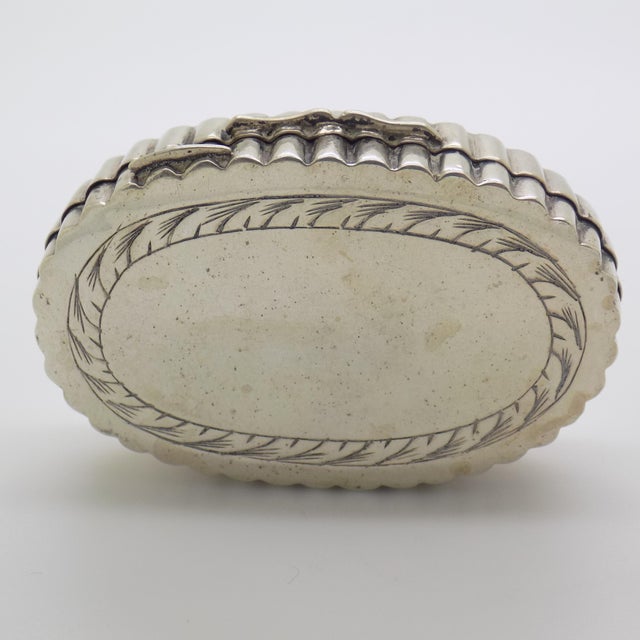 Metal Vintage Italian Handmade Oval Silver Pill Snuff Trinket Box, 1950s For Sale - Image 7 of 11