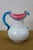 Blue Antique Bohemian Uranium Custard Glass Ruffled Clambroth Cherry Pitcher 9" For Sale - Image 8 of 14