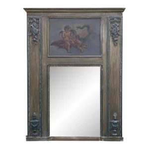 19th Century French Louis XVI Painted Trumeau ~ Mirror