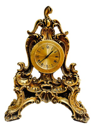 Large Scale Vintage Rococo Style Gilt Table Clock, German Movement