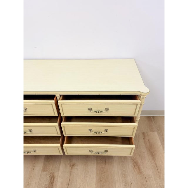 Henry Link Bali Hai Cream Faux Bamboo Six Drawer Dresser Hollywood Regency For Sale - Image 9 of 14