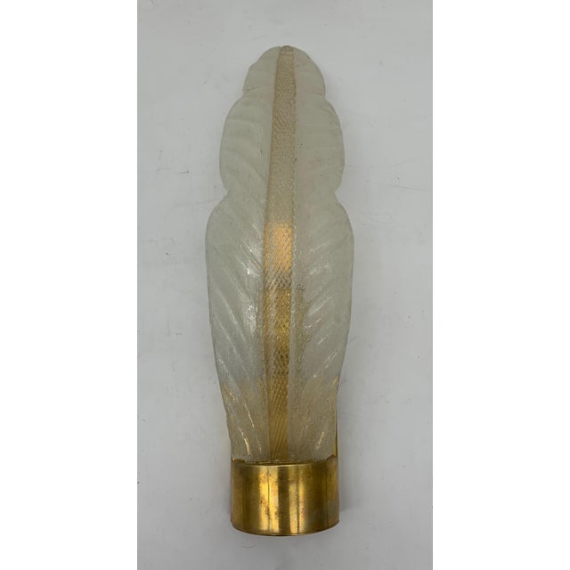 Glass and Gilt Leaf Wall Lamp attributed to Barovier, 1960 For Sale - Image 3 of 6