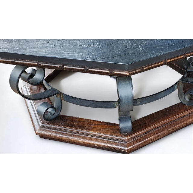 Vintage Octagonal Slate Top ~ Iron & Wood Spanish Colonial ...