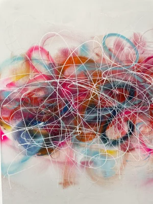 "Tantrum #8b" Contemporary Original Abstract Mixed-Media Painting by Kymm Swank