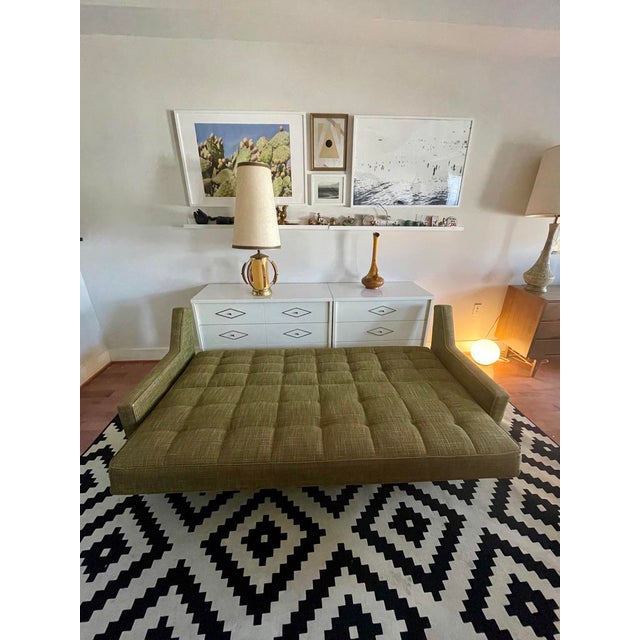 MidCentury Olive Green Tufted Convertible Sofa Chairish