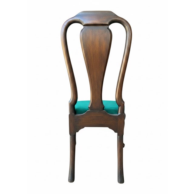 1940s Vintage Queen Anne Dining Chairs - Emerald Velvet - Set of 6 For Sale - Image 5 of 12