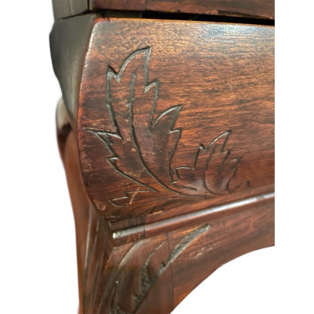 Wood Antique 1890s French-Style Secretary Desk With Carved Cabriole Legs Details For Sale - Image 7 of 12