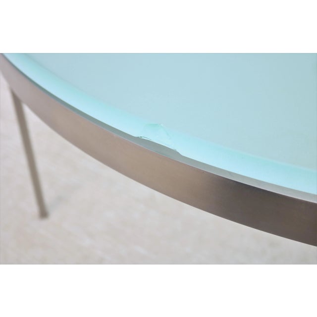 Vintage Minimalist Nicos Zographos Round Glass and Stainless-Steel Coffee Table For Sale - Image 11 of 13