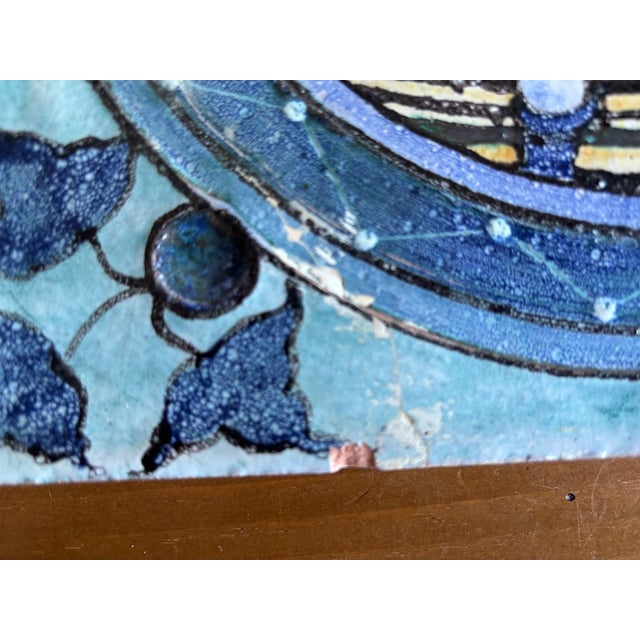 Art Nouveau Vintage Hand Painted Viktor VeGricht Oktober-Rijen Large Tile Repaired For Sale - Image 3 of 6