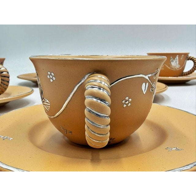 1980s Emilia Castillo Taxco Plata Mexico Butterfly Cup and Saucer Set of 6 For Sale - Image 14 of 18