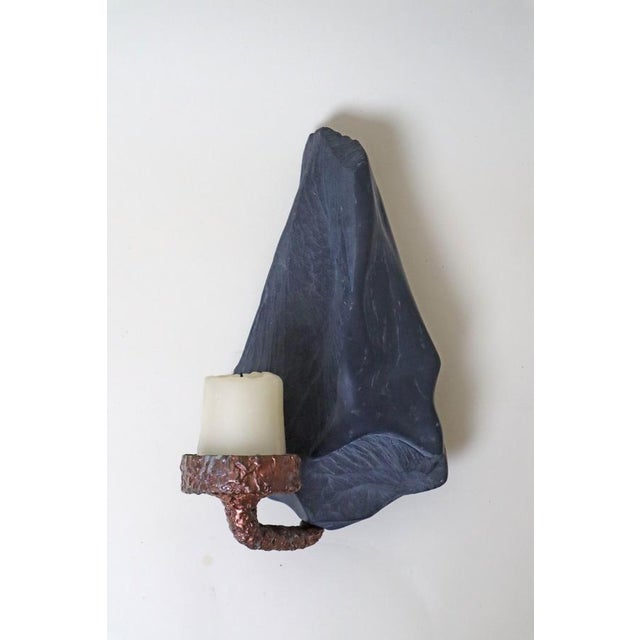 Copper Mid-Century Modern Slate and Copper Wall Candleholder, 1960s For Sale - Image 8 of 13