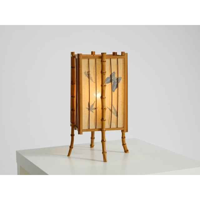 Mid-Century Modern French Table Lamp in Bamboo and Parchment Paper, 1950s For Sale - Image 6 of 18