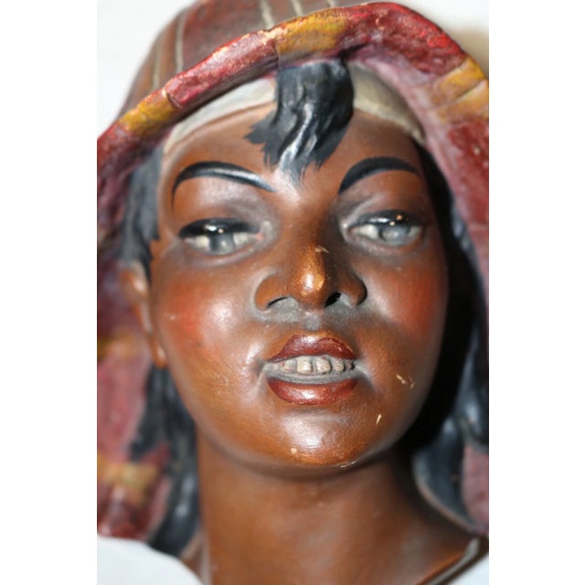 Antique Painted Plaster Black Americana Lady Nubian Relief Wall Sculpture Figure For Sale In New York - Image 6 of 10
