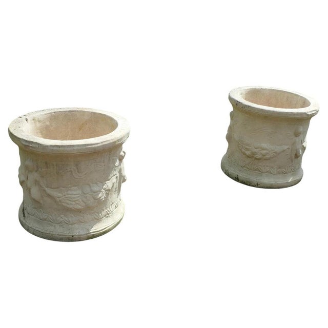 Round Garden Planters with Winged Cherubs, 1970, Set of 2 For Sale - Image 9 of 9