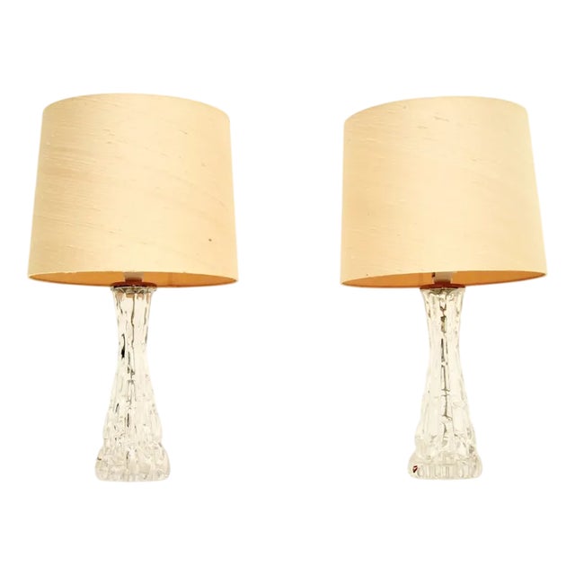 Vintage Swedish Table Lamps by Carl Fagerlund for Orrefors, 1960, Set of 2 For Sale