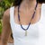 Forever Loved Gold Pendant Blue Beaded Necklace For Sale In Miami - Image 6 of 12