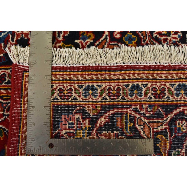 Kashan Rug 4’7” X 7’1” Red Wool Vintage Traditional Hand-Knotted Carpet For Sale - Image 13 of 13