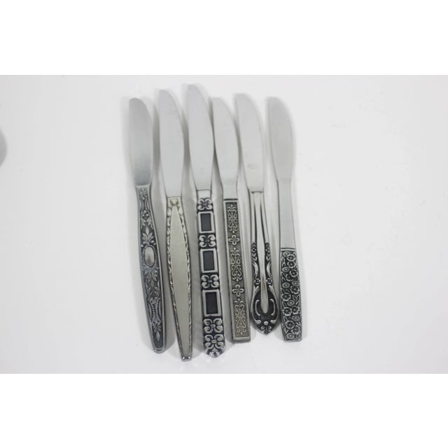 Mid-Century Modern Curated Mismatched MCM 5 Piece Place Setting for 6 Stainless Steel Flatware Set- 30 Pieces For Sale - Image 3 of 10