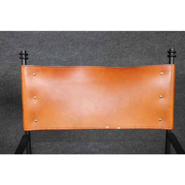 Set 4 Art Deco Style Metal and Leather Armchairs in the Manner of Jacques Adnet For Sale - Image 14 of 16
