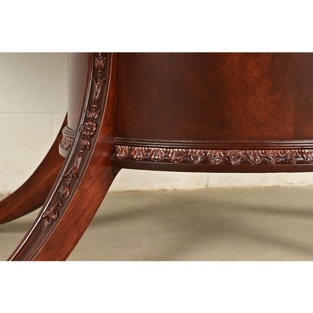 Romweber Regency Flame Mahogany Pedestal Extension Dining Table, Newly Refinished For Sale - Image 11 of 14