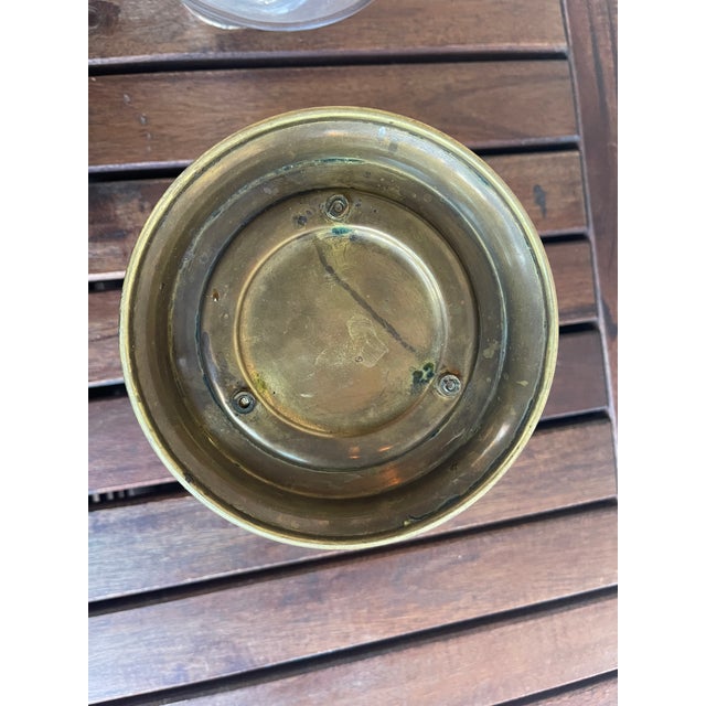 Vintage Blenko Hurricane Glass Vase & Ornate Neoclassical Brass Stand For Sale In Santa Fe - Image 6 of 6