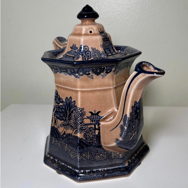 Vintage E & C Challinor Fenton Ironstone Teapot in Blue Willow Pattern ...