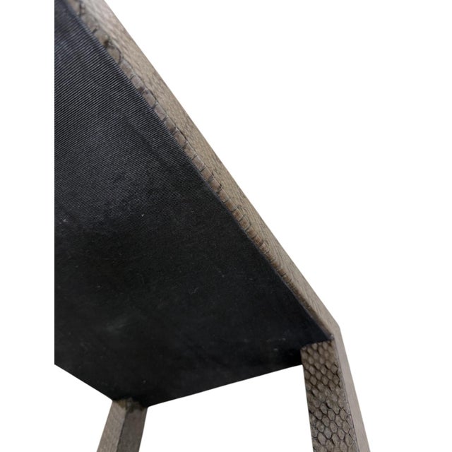 Black 1980s Karl Springer Attributed Cobra Skin Wrapped Telephone Table For Sale - Image 8 of 10