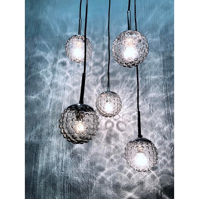 Space Age Cascade Pendant Light in Glass and Chrome by Rolf Krüger for Staff, 1960s For Sale - Image 12 of 15