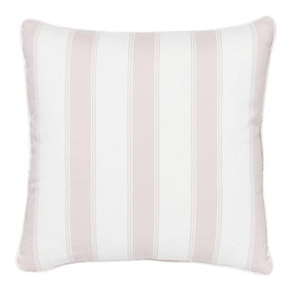 Schumacher X Veere Grenney Rafe Stripe 18" Pillow in Pink & White For Sale