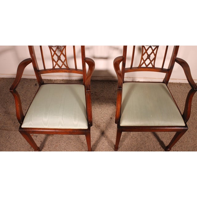 Mahogany Armchairs in the style of Hepplewhite, 1890s, Set of 2 For Sale - Image 10 of 12
