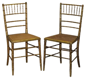 Set of Giltwood Bamboo Regency Bergere Chairs