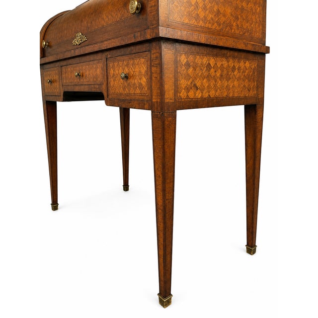 Small Louis XVI Roll-Top Secretary Desk with Marquetry in Latticework Pattern, 1930s For Sale - Image 10 of 13
